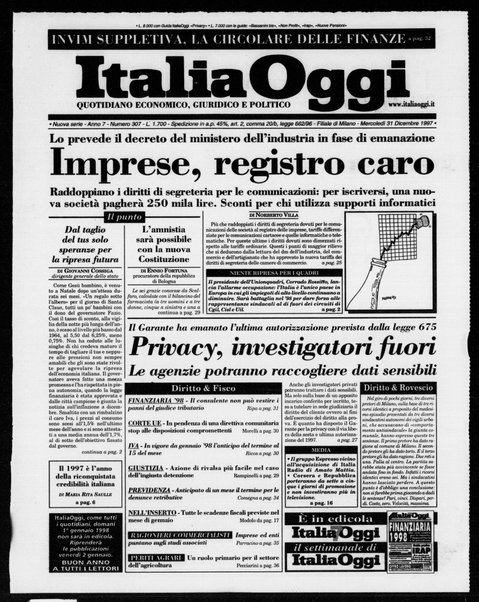 Italia oggi : quotidiano di economia finanza e politica